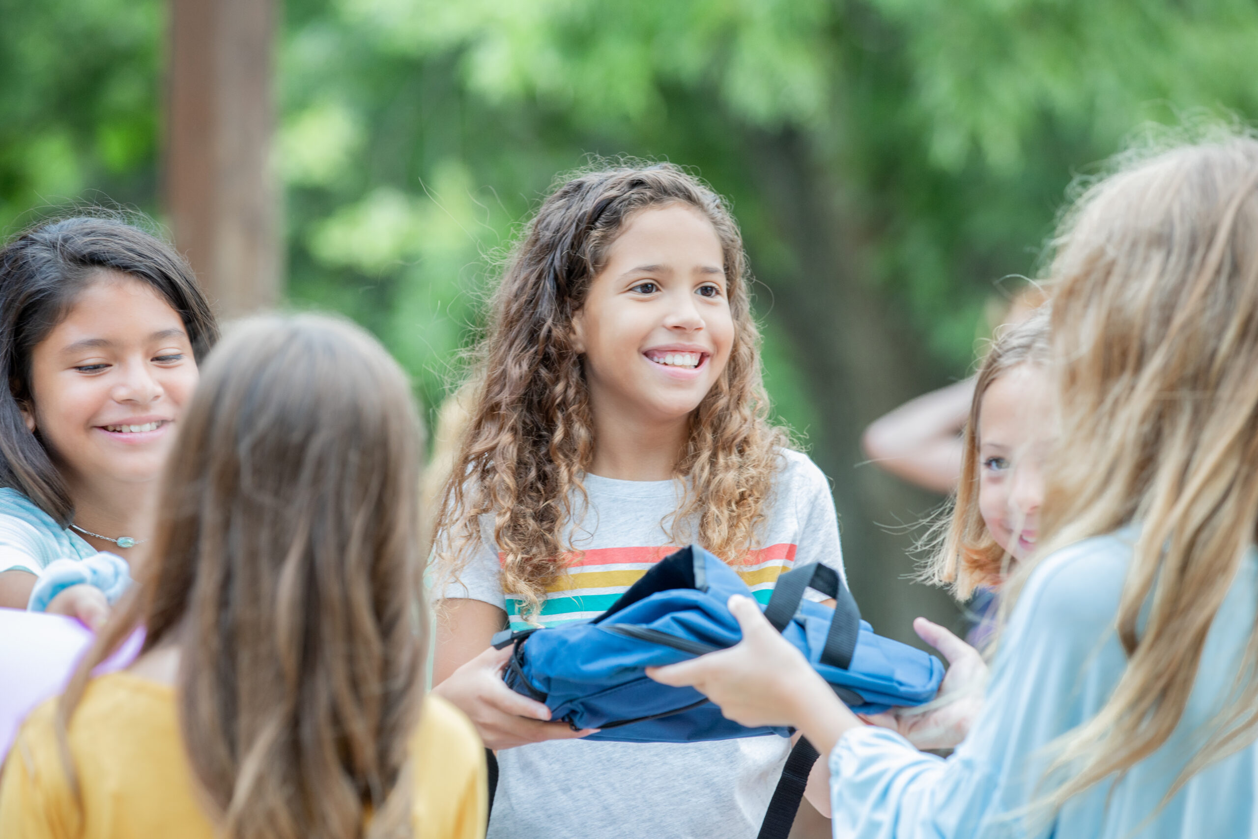 Children collect items at their donation drive